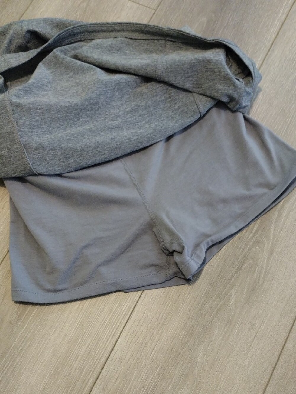 Tangerine Heather Gray Drawstring Mini Skirt with Zip Pockets - Picture 5 of 15